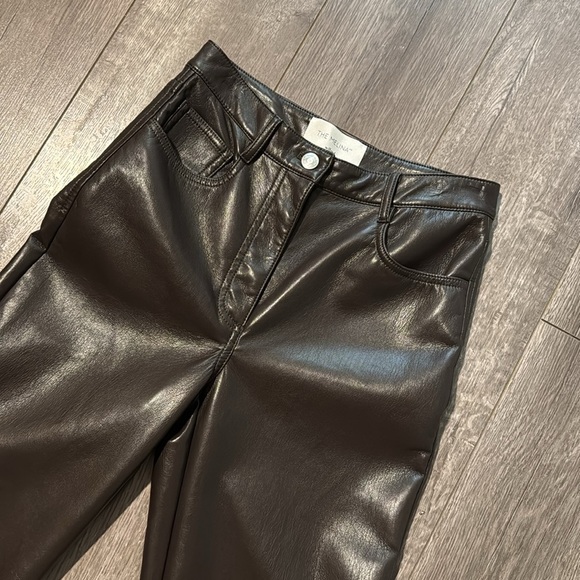 Aritzia Wilfred The Melina Vegan Faux Leather High Rise Pants Mocha Rich Brown 2 - Picture 5 of 8